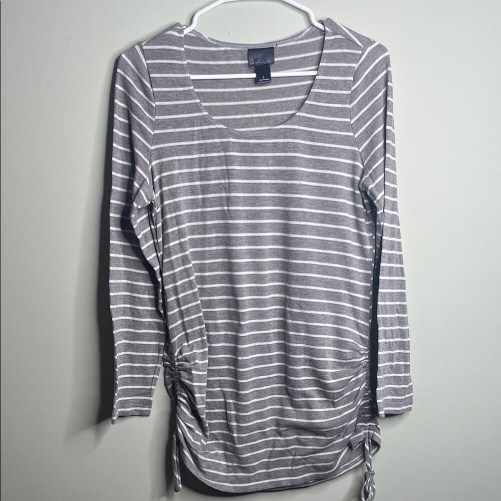 Grey Striped Maternity Sweater Large